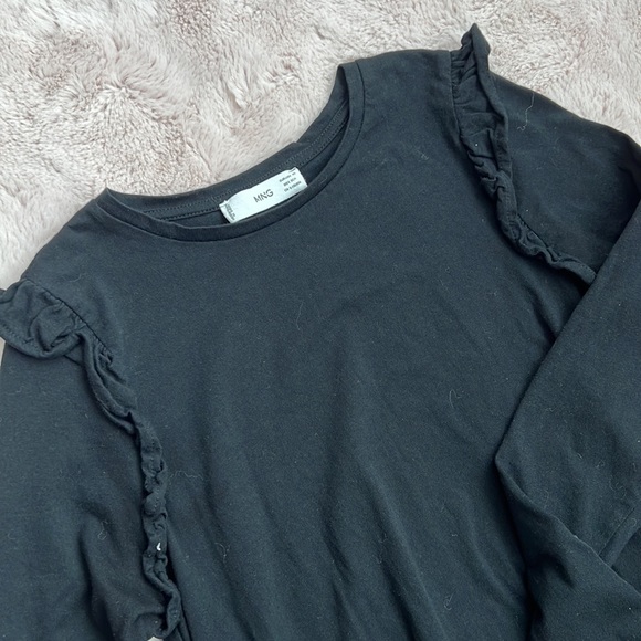 Mango Ruffle Cotton T-shirt Black - Picture 5 of 6